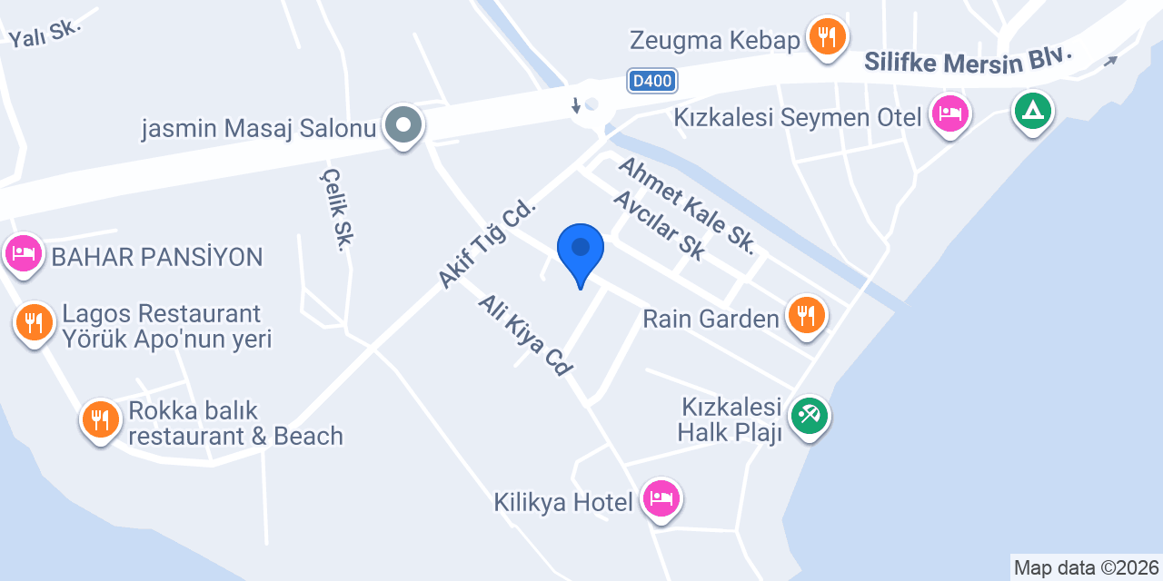 Prestij Süit Otel Kızkalesi konumu