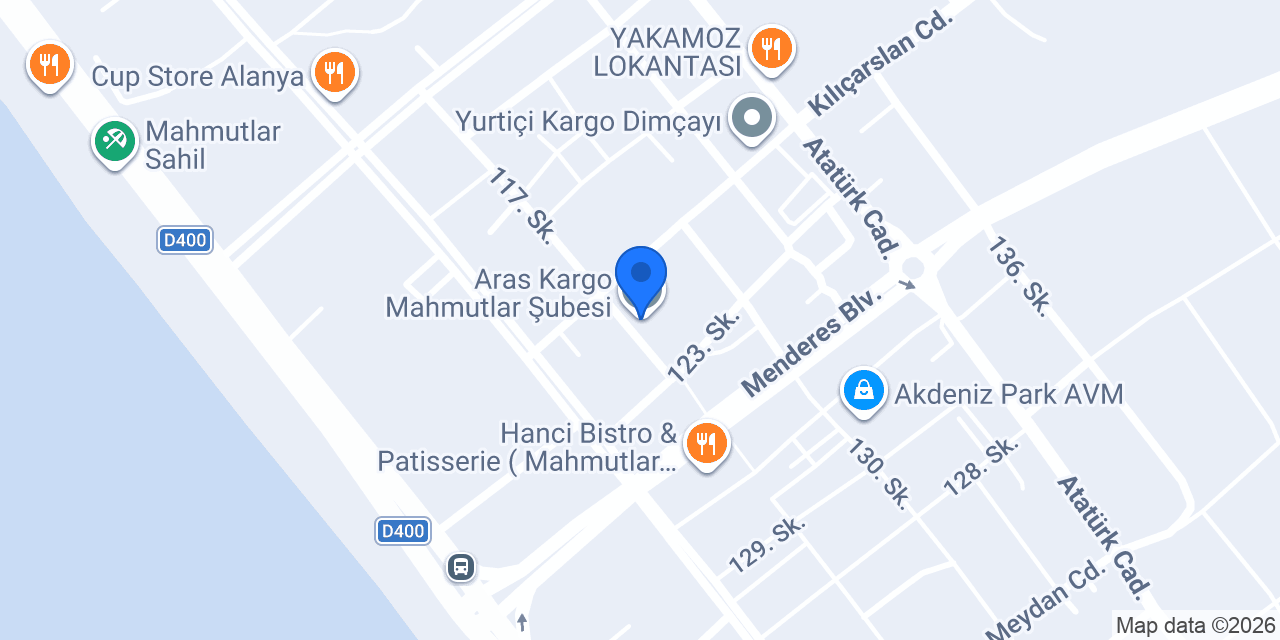 Aras Kargo Mahmutlar Şubesi konumu