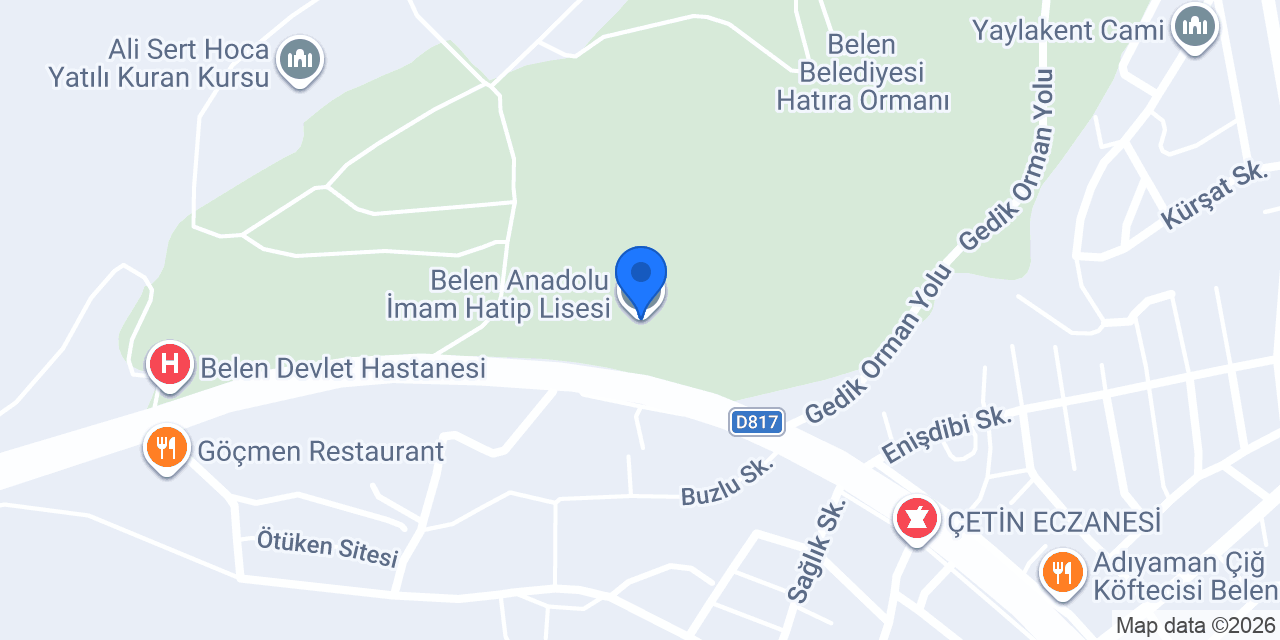 Belen Anadolu İmam Hatip Lisesi konumu