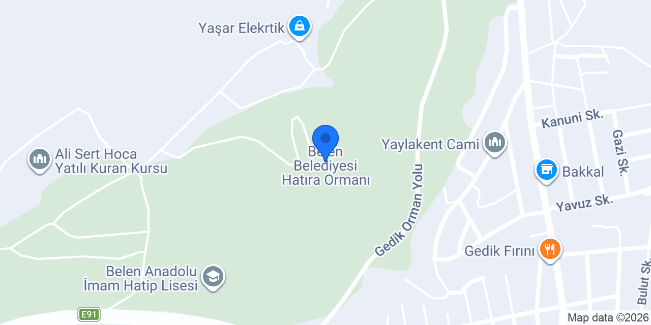 Belen Belediyesi Hatıra Ormanı konumu