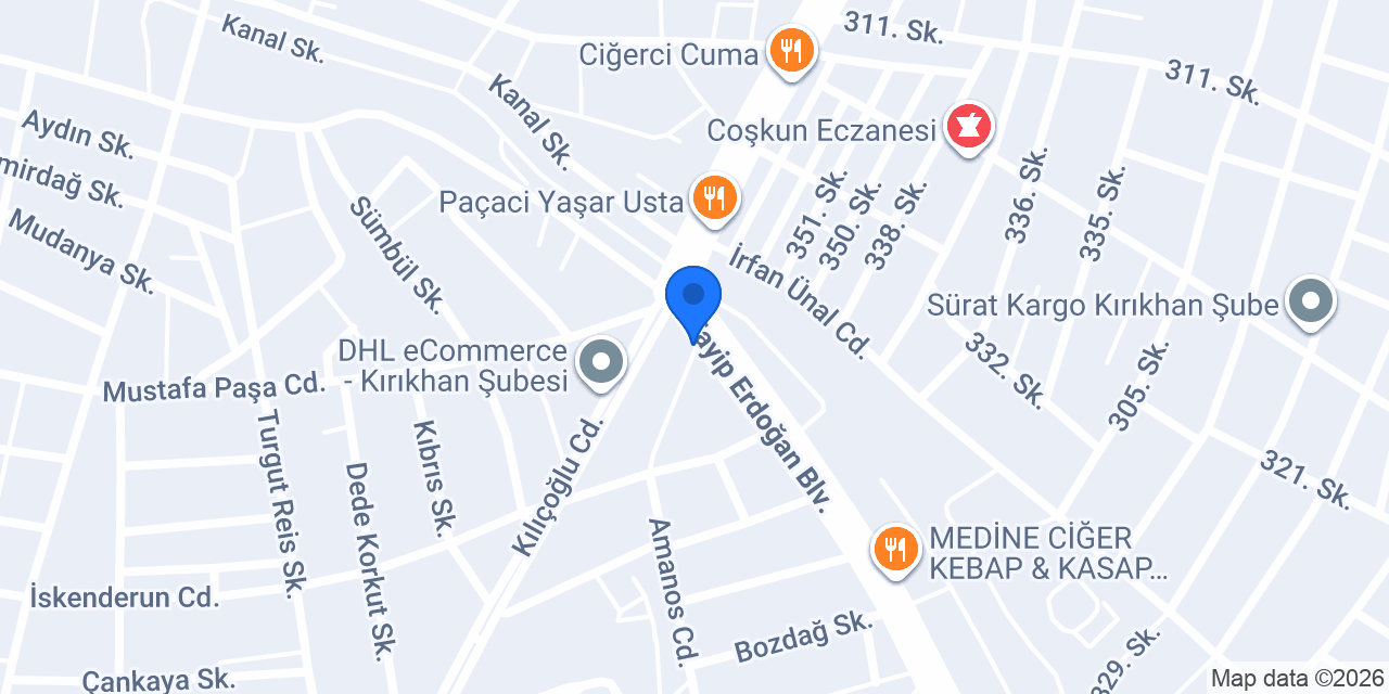ERGÜL MOBİLYA KIRIKHAN konumu