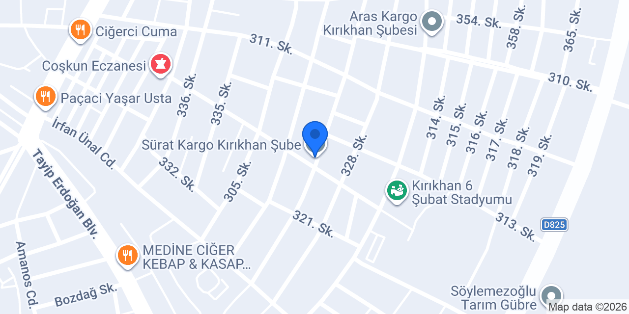 Sürat Kargo Kırıkhan Şube konumu