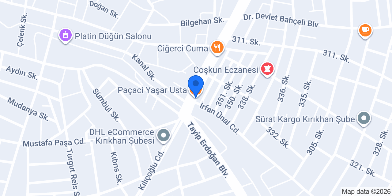 Paçaci Yaşar Usta konumu