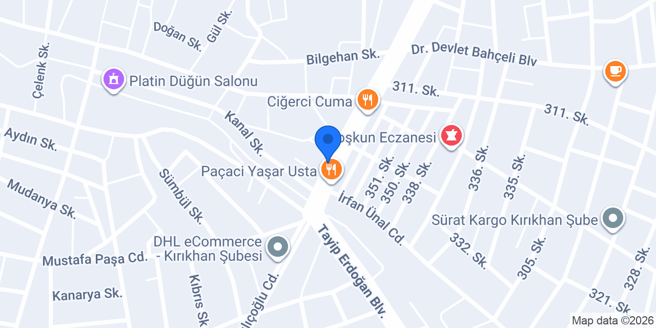 Damla Pastanesi konumu