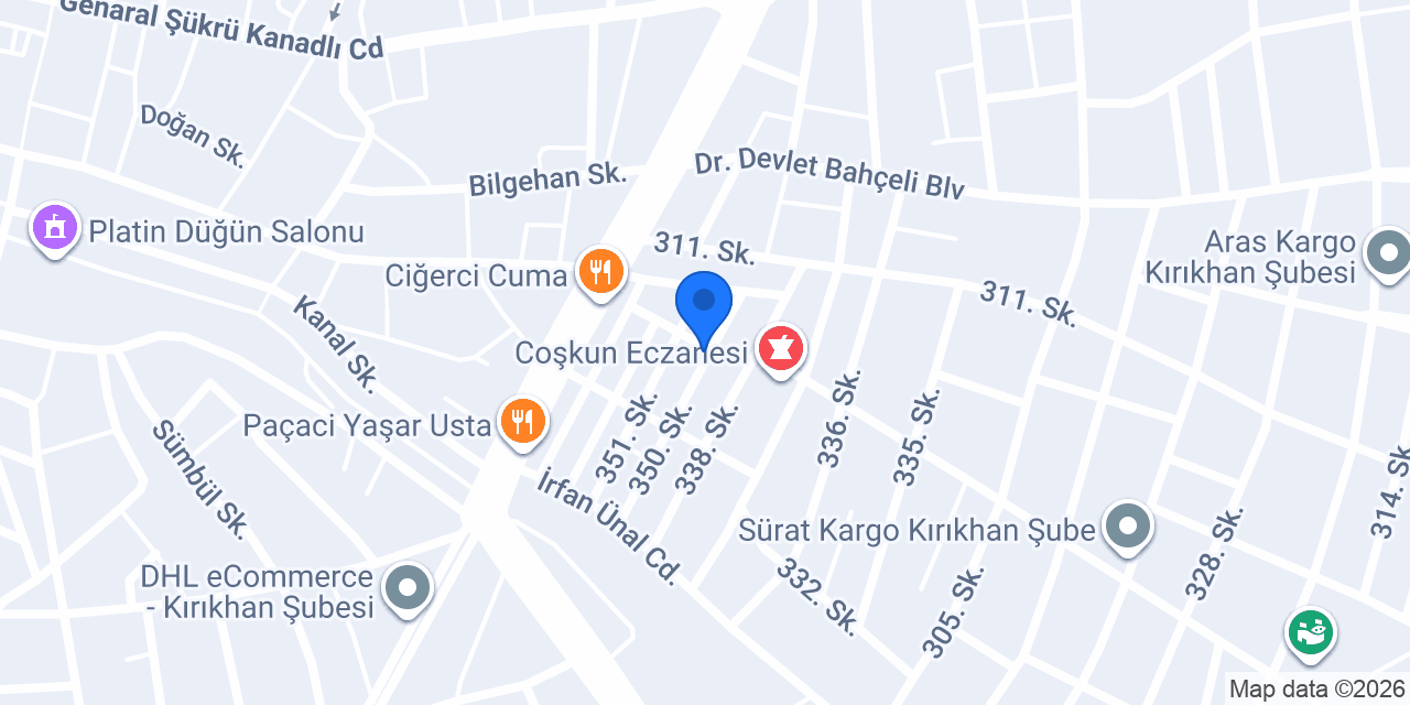 Kırıkhan Aktaş Psikoteknik Değerlendirme Merkezi konumu