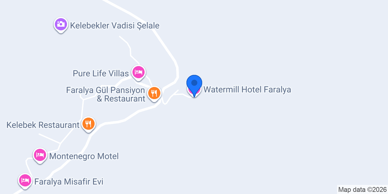 Watermill Hotel Faralya konumu
