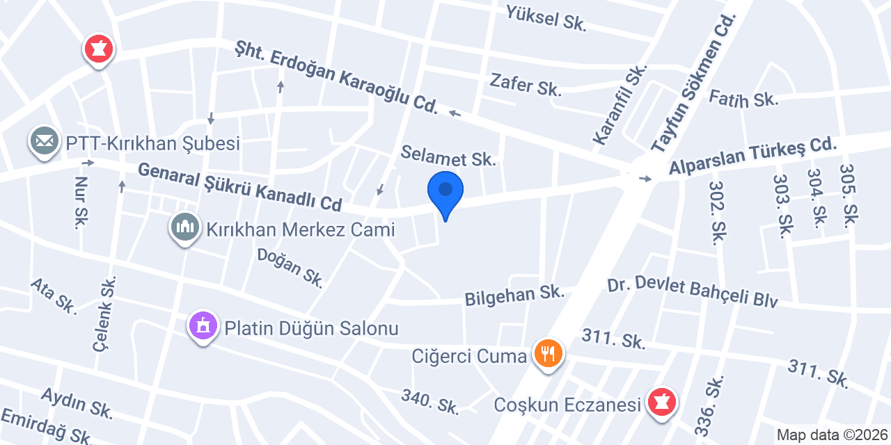Kırıkhan İlçe Nüfus Müdürlüğü konumu