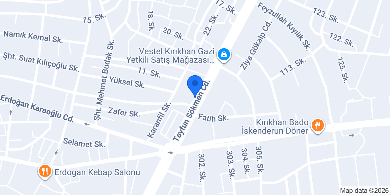 Kırıkhan Özanteplioğlu pastanesi konumu