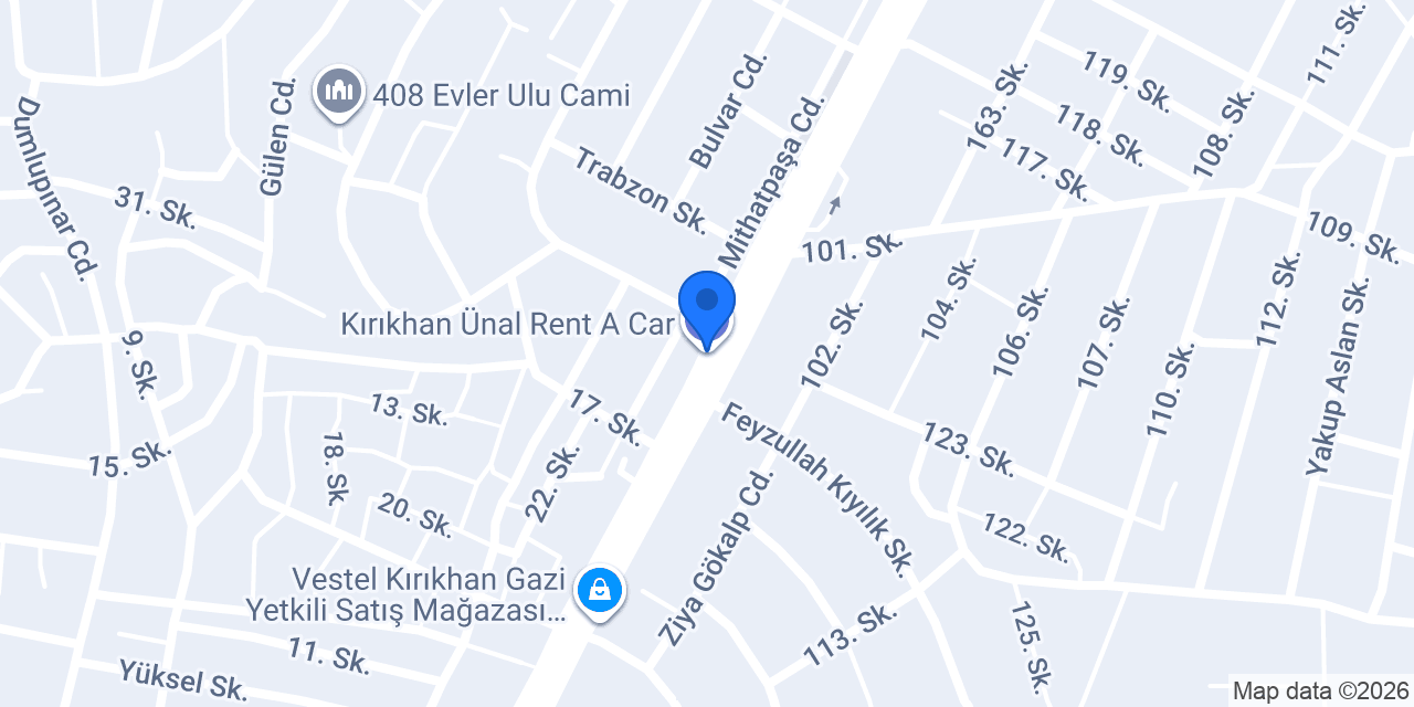 Kırıkhan Ünal Rent A Car konumu