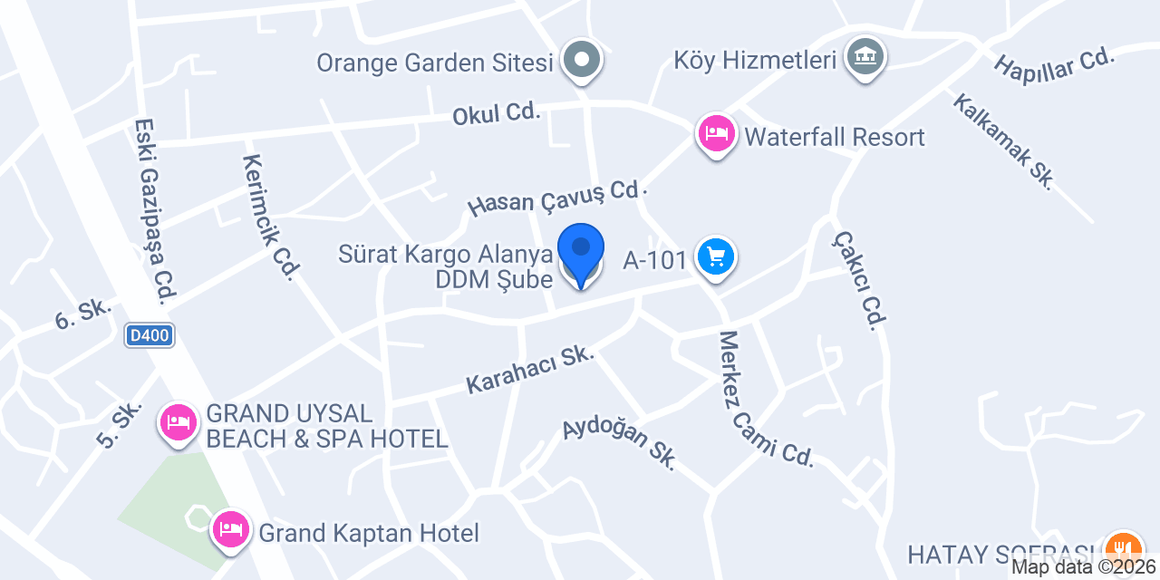 Sürat Kargo Alanya DDM Şube konumu