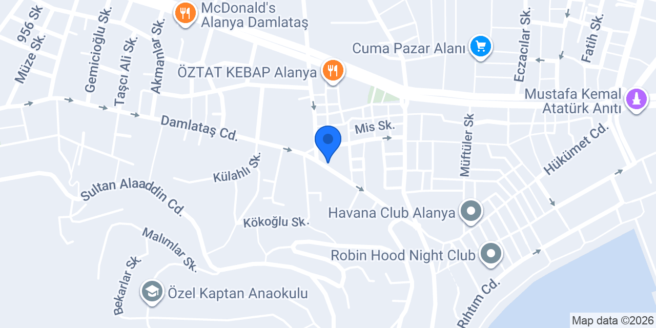 Alanya Günaydın Otel konumu