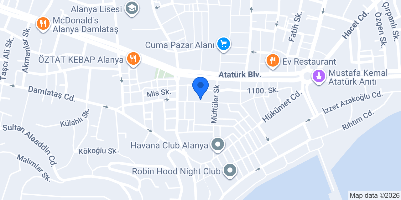 Sun Optik Alanya konumu