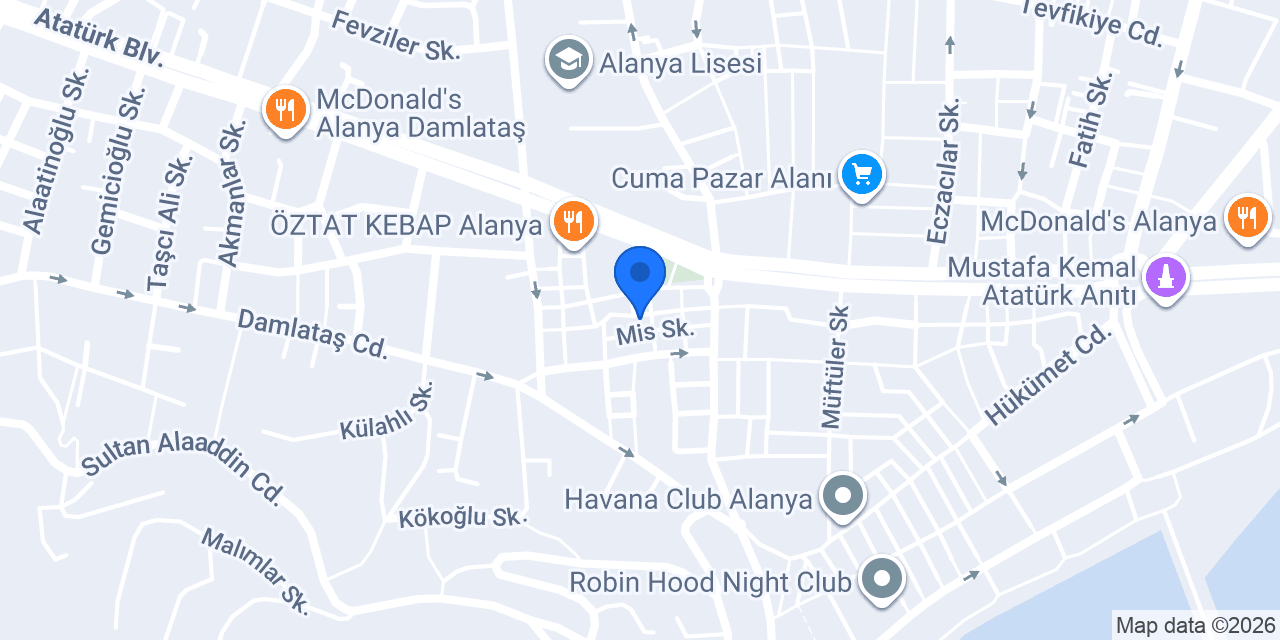 Reka Cafe Alanya konumu