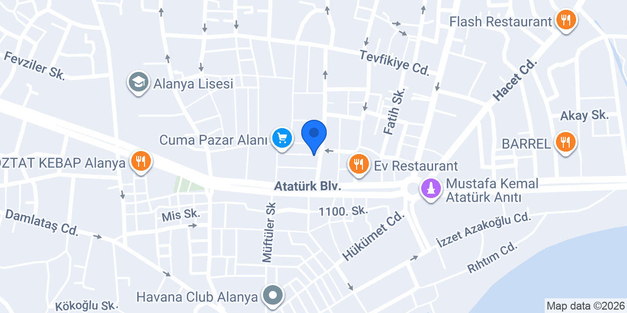 Alanya Akdeniz Sürücü Kursu konumu