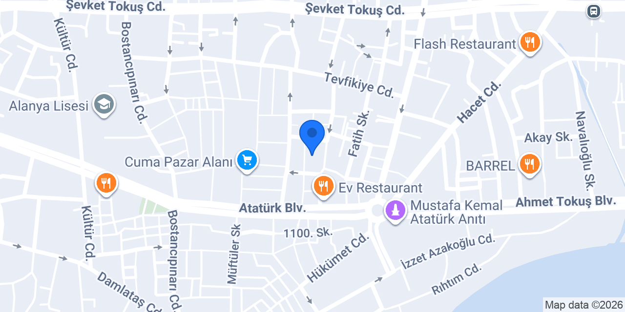 Alanya Terzi Mehmet Toklu konumu