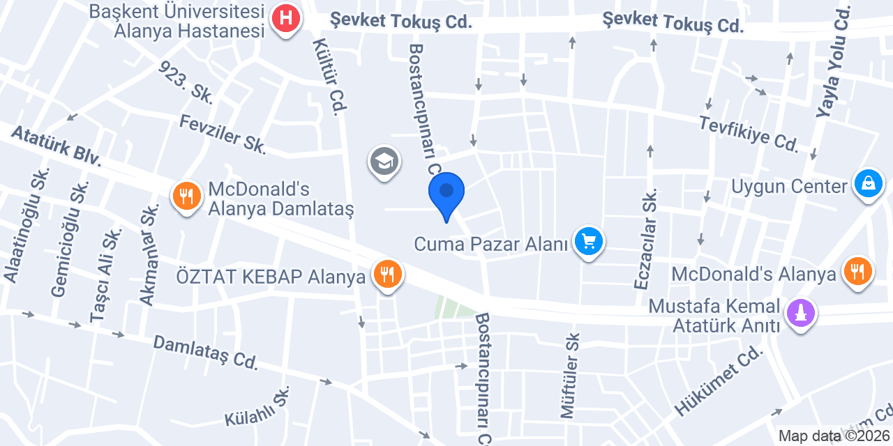 Alanya İlçe Halk Kütüphanesi konumu