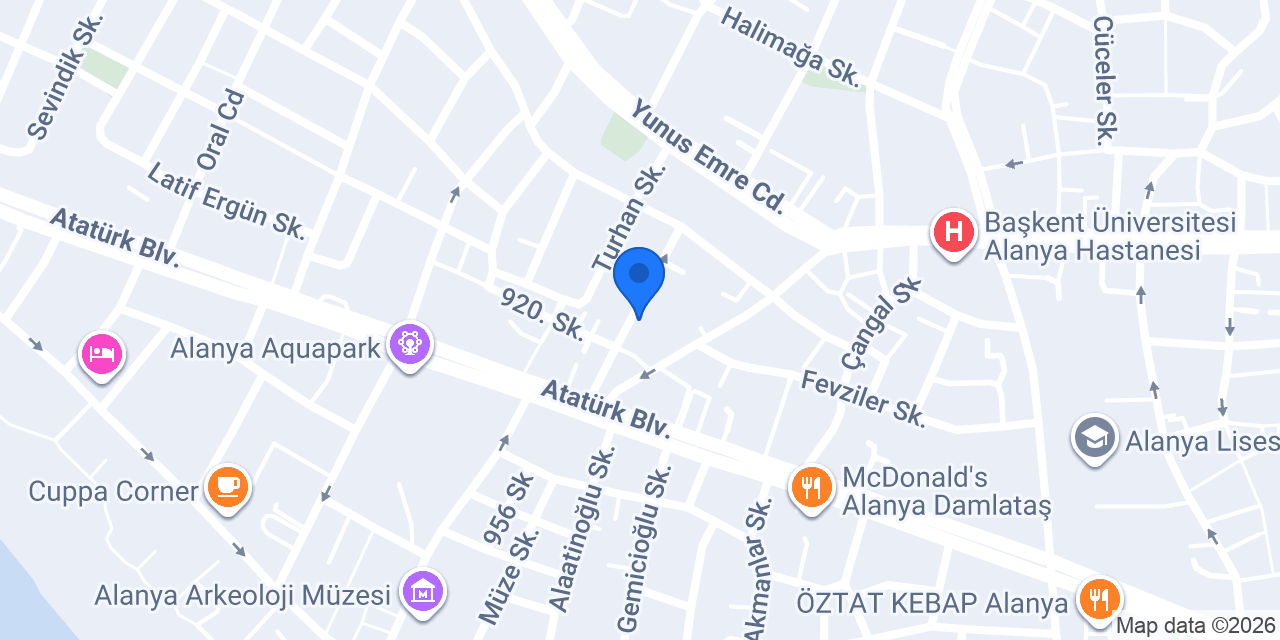 İnci Otel Alanya konumu