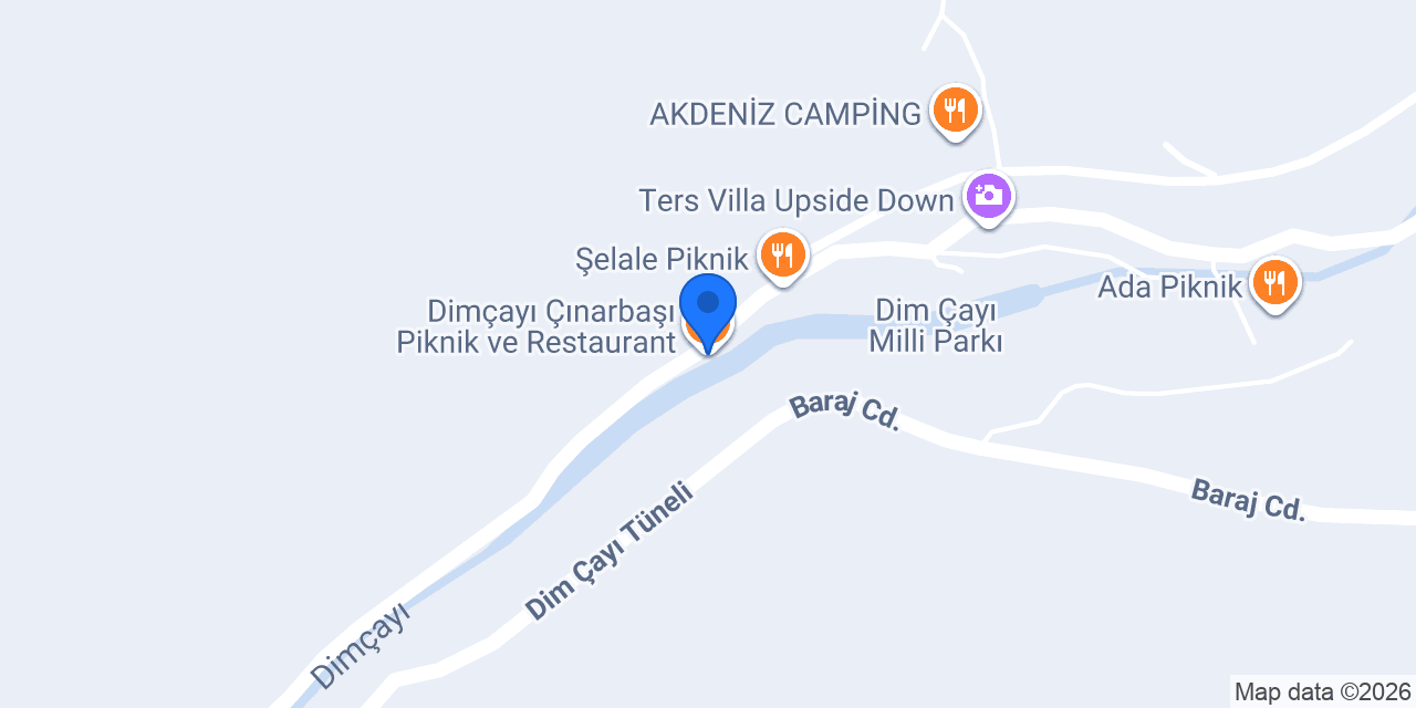Dimçayı Çınarbaşı Piknik ve Restaurant konumu