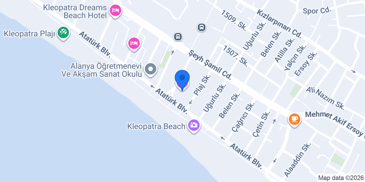 Kleopatra Beach Hotel konumu