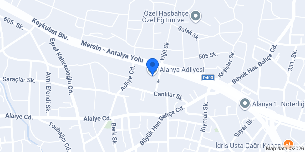 Alanya Adliyesi konumu
