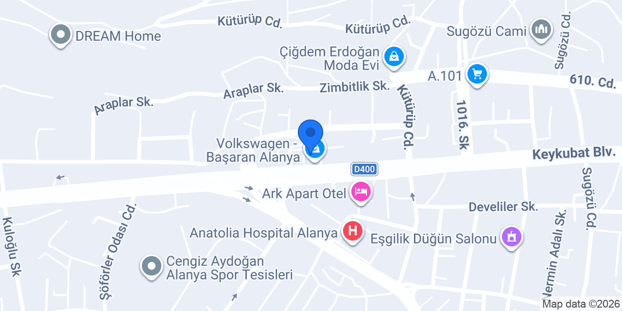 Audi - Başaran Otomotiv konumu