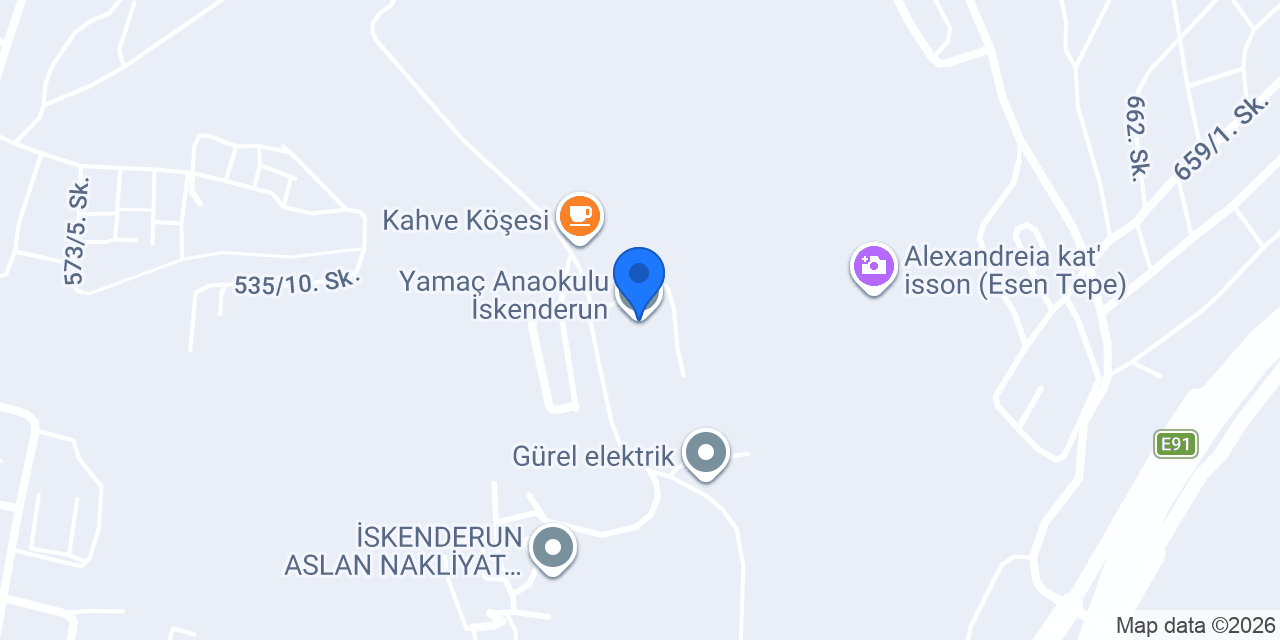 Yamaç Anaokulu İskenderun konumu