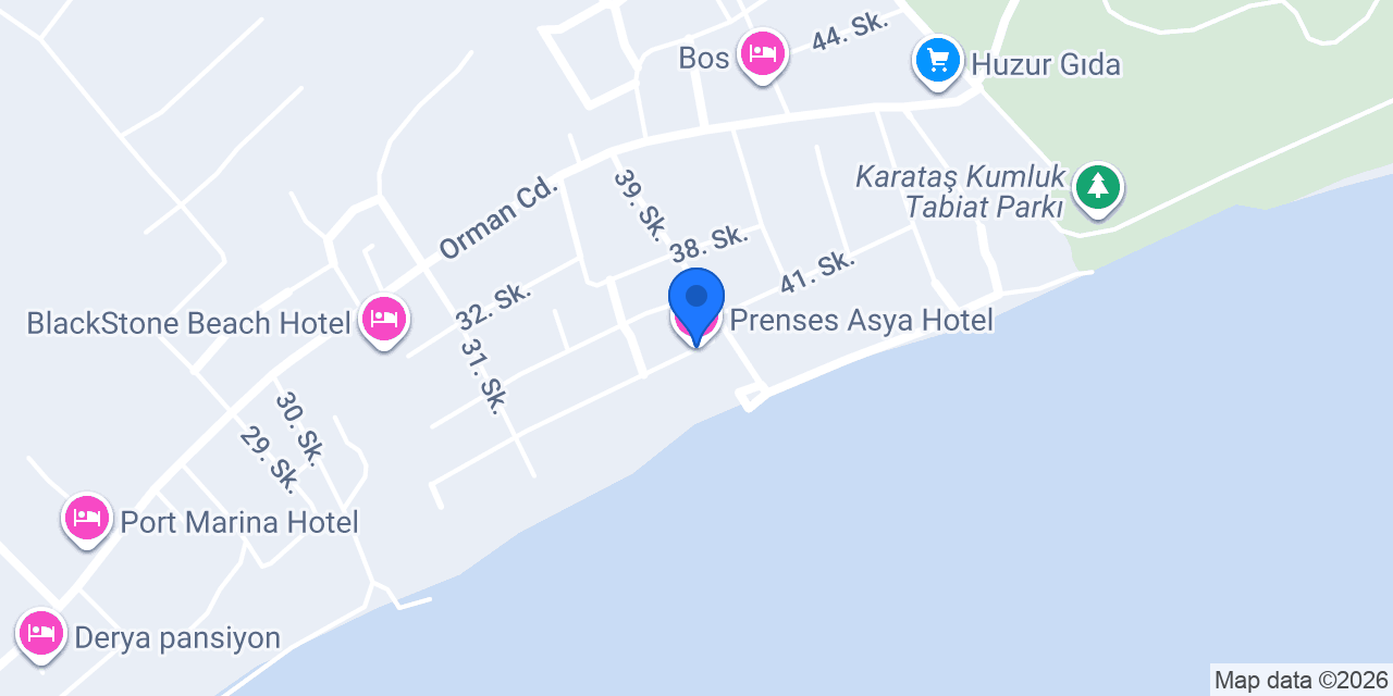 Prenses Asya Hotel konumu
