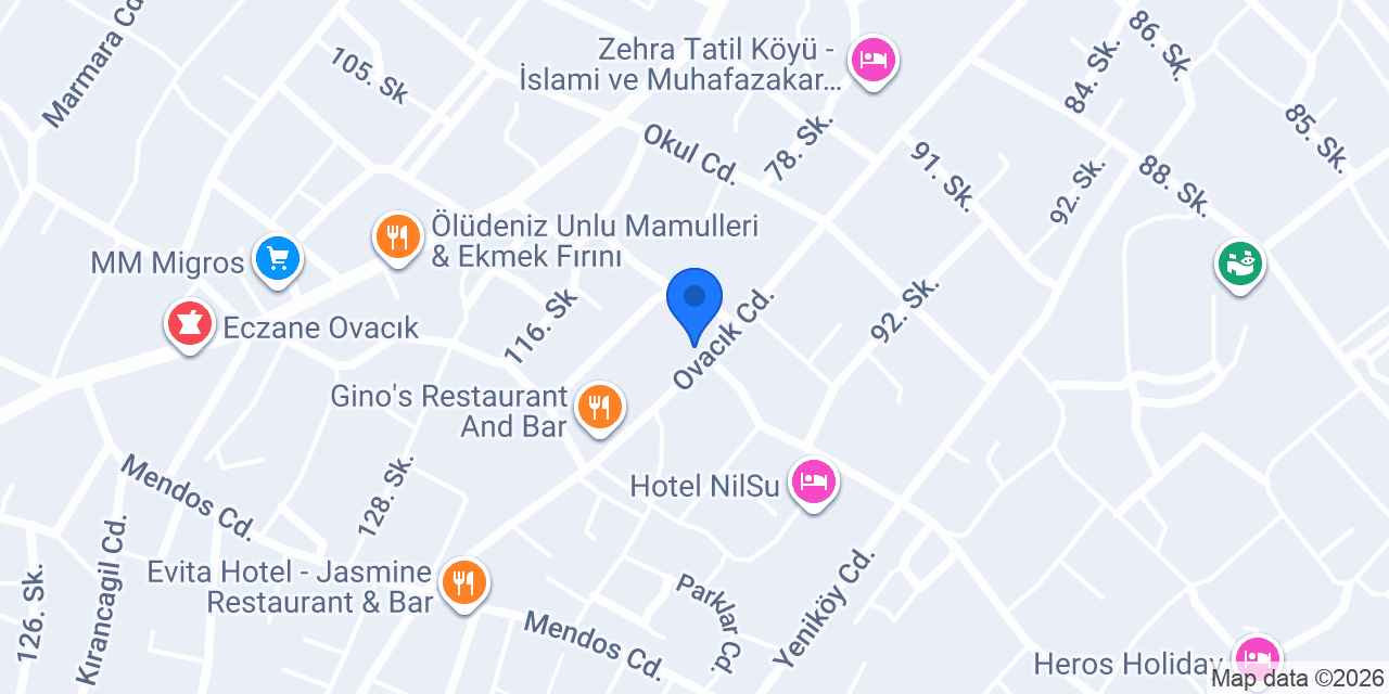 Badem Restaurant Ovacik konumu