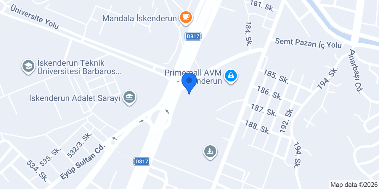 Şekerbank İskenderun Prime Mall konumu