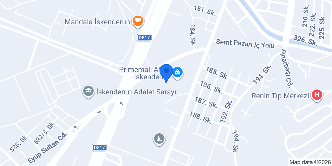 AVVA İskenderun Primemall konumu