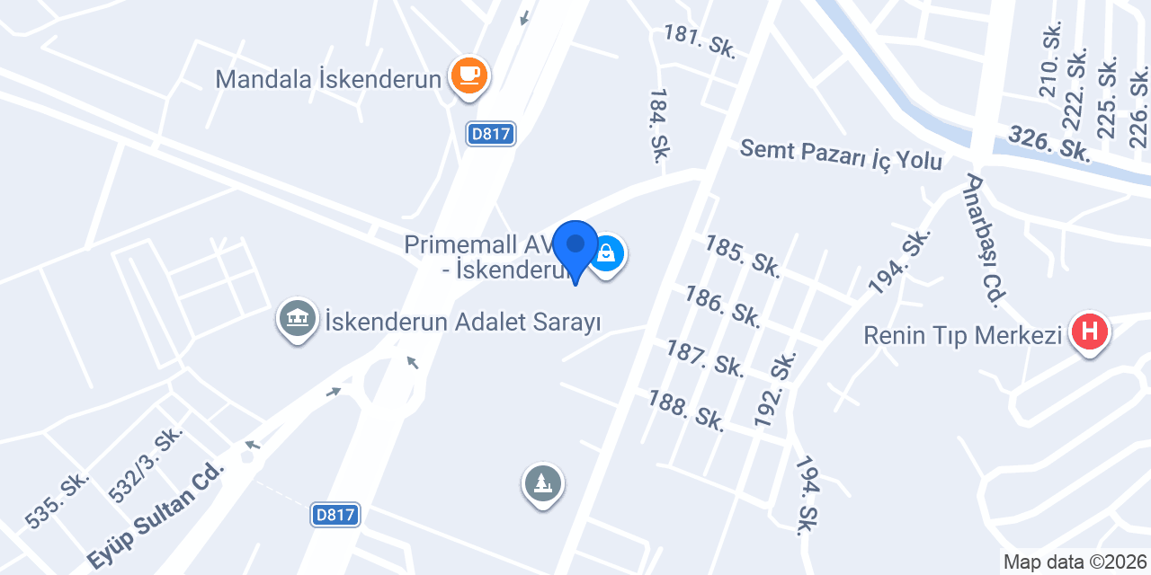 Prof Saraçoğlu İskenderun Mağazası konumu