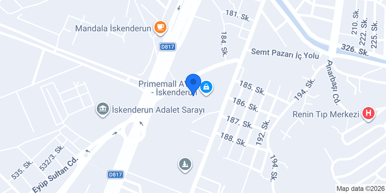 Boyner İskenderun Primemall konumu