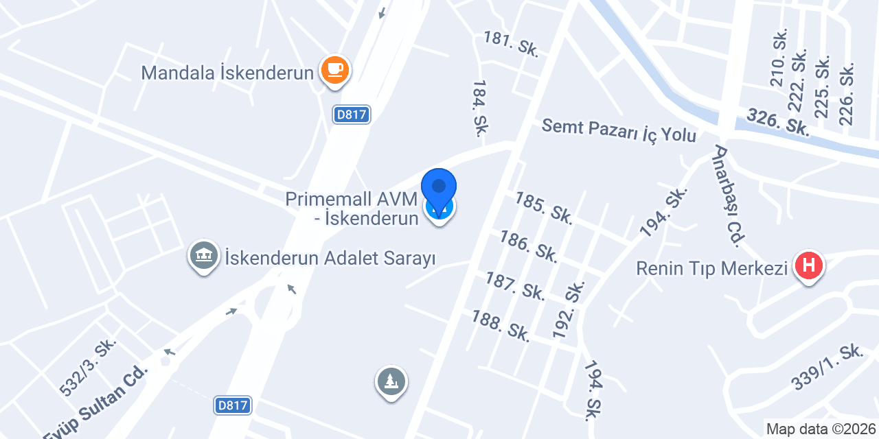 Uki İskenderun Primemall konumu