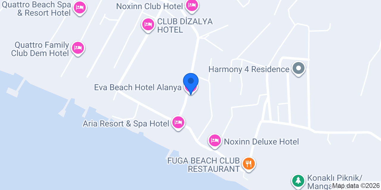 Eva Beach Hotel Alanya konumu