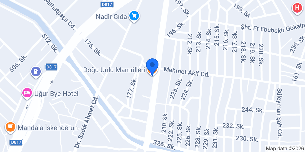 Doğu Unlu Mamülleri konumu