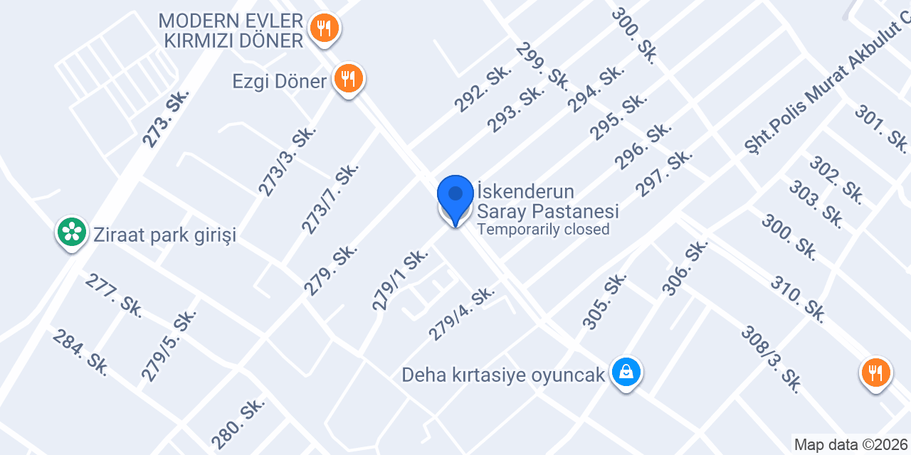 İskenderun Saray Pastanesi konumu