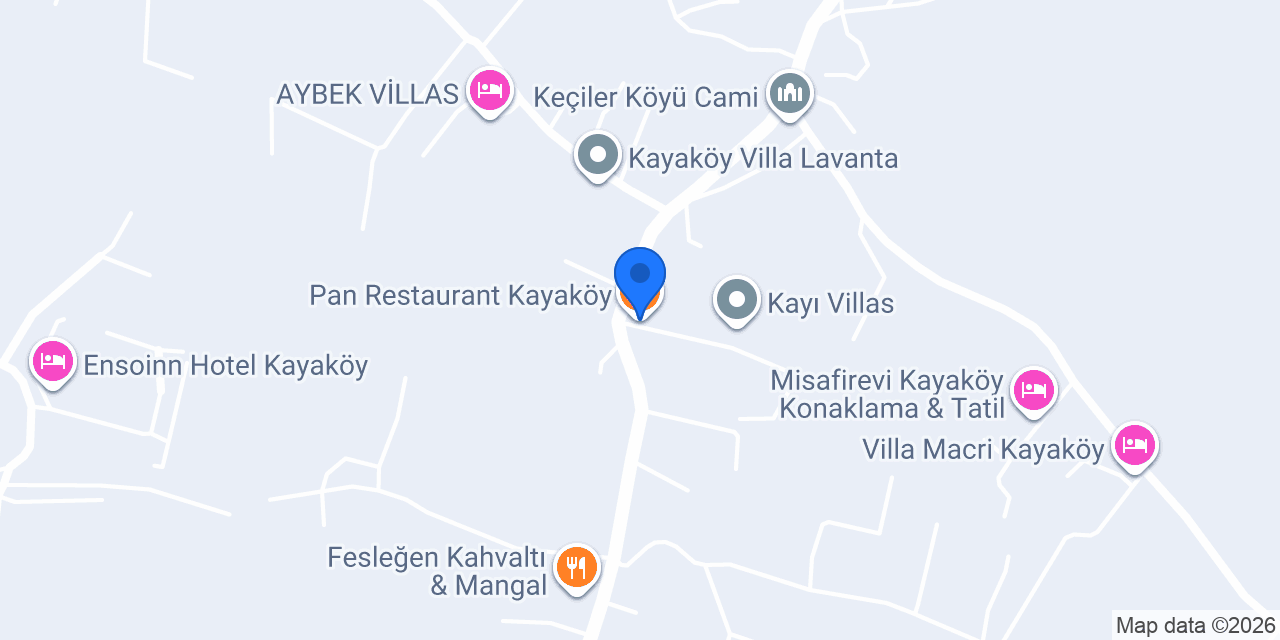 Pan Restaurant Kayaköy konumu
