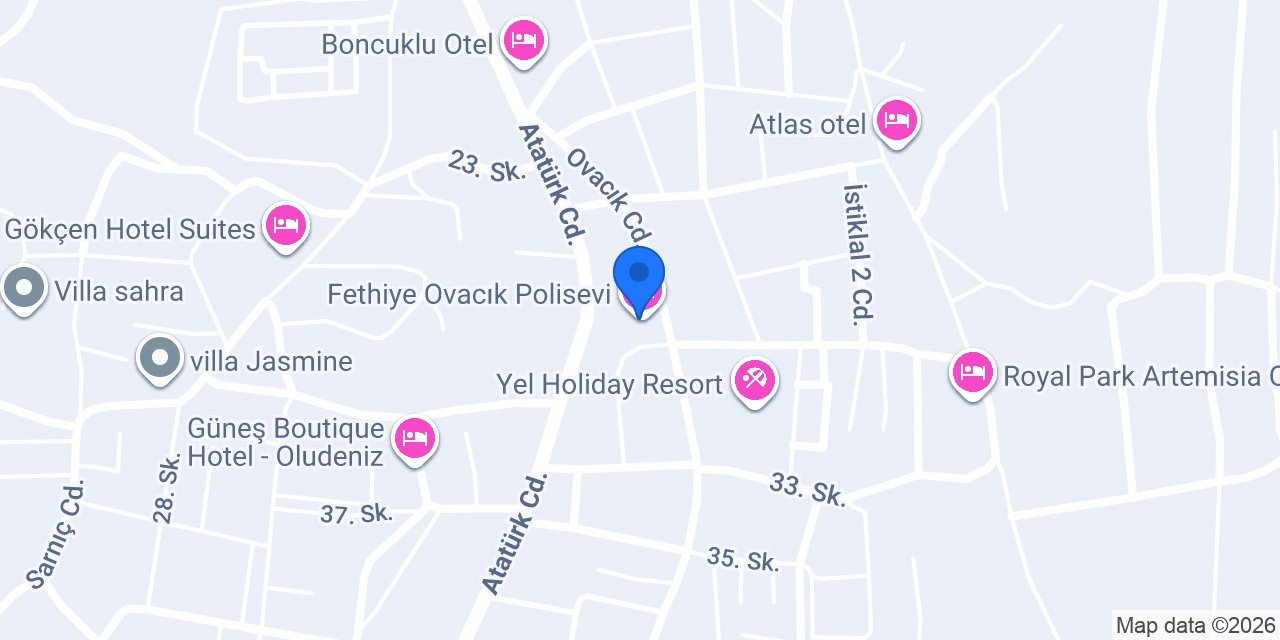 Fethiye Ovacık Polisevi konumu