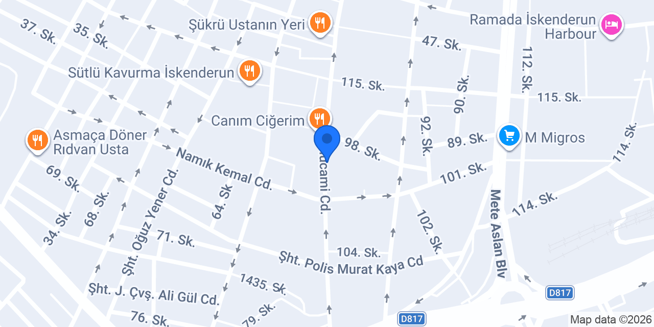 İskenderun İlçe Milli Eğitim Müdürlüğü konumu