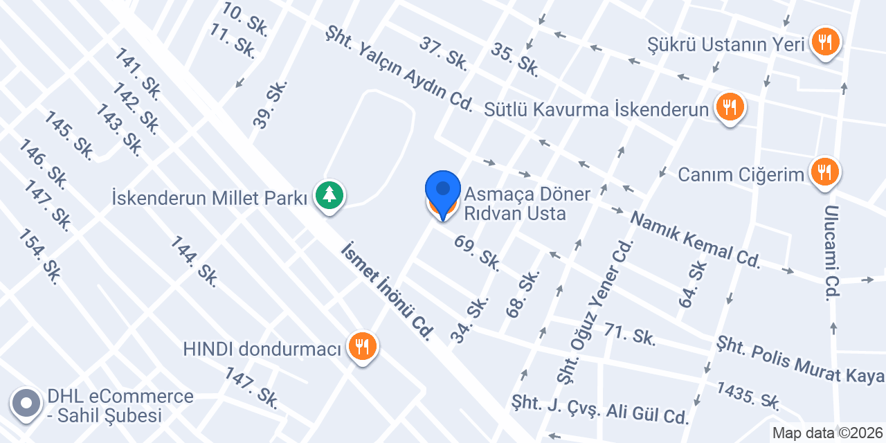 Asmaça Döner Rıdvan Usta konumu