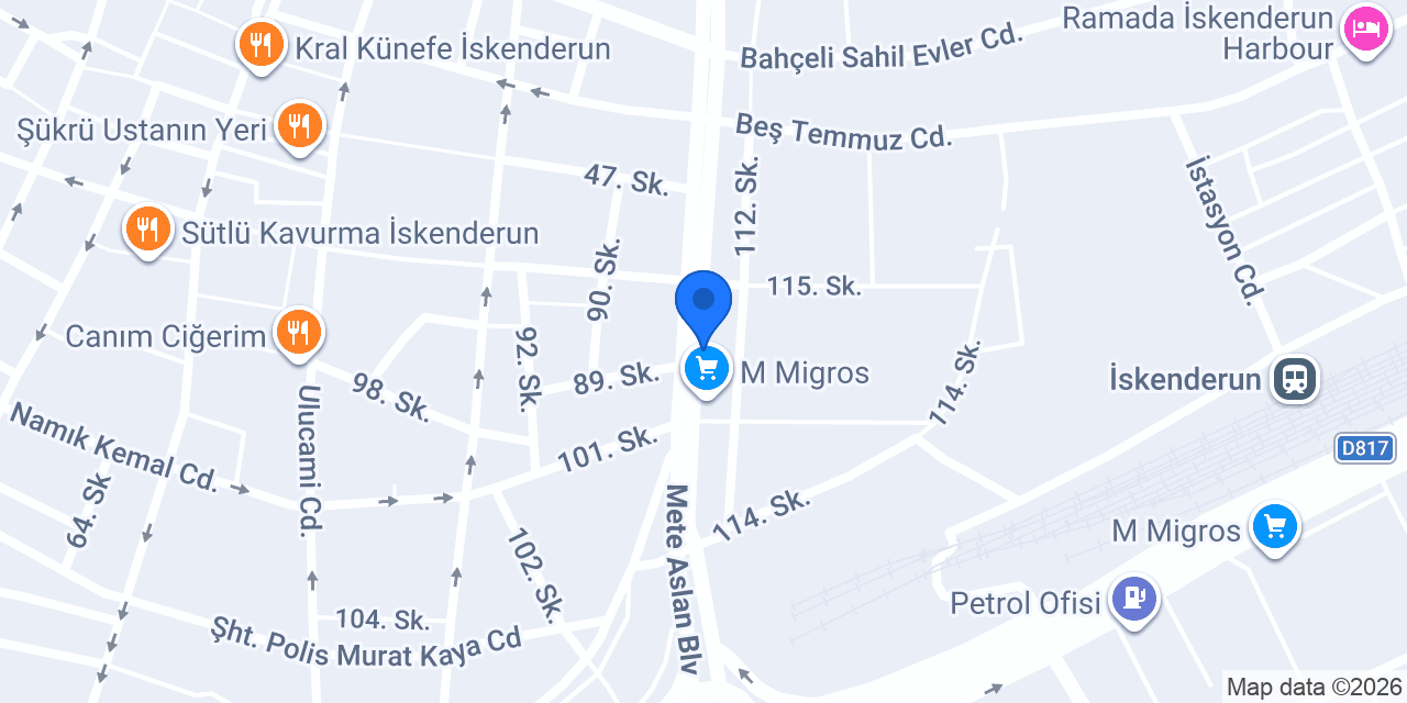Vakıf Katılım İskenderun Şubesi konumu