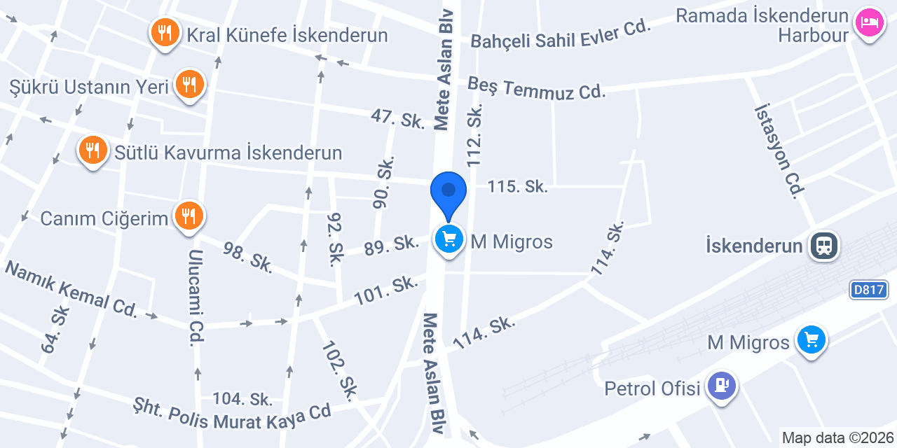 QNB İskenderun Şubesi konumu