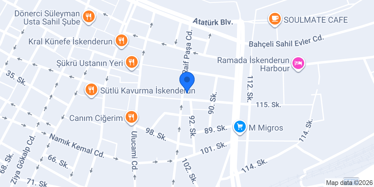 Nazıroğlu Sürücü Kursu İskenderun konumu