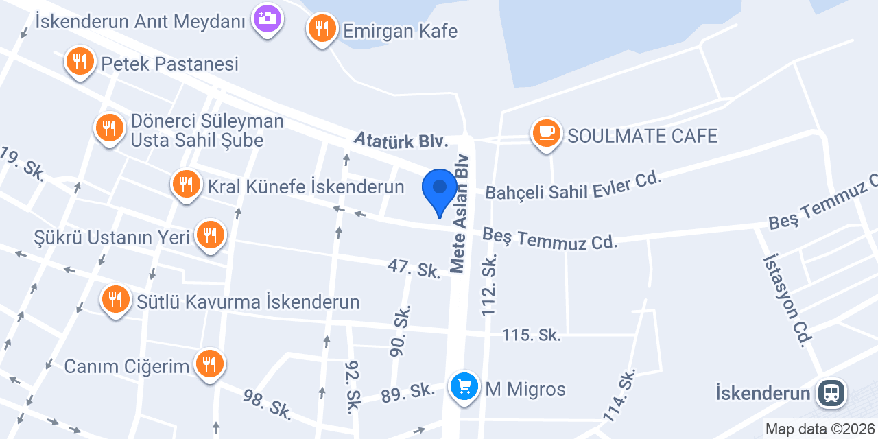 Thk İskenderun Şubesi konumu