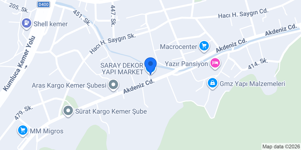 SARAY DEKOR YAPI MARKET konumu