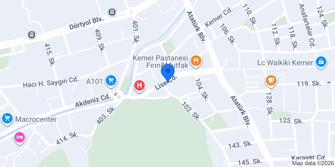 KEMER KIRTASİYE AKDENİZ konumu