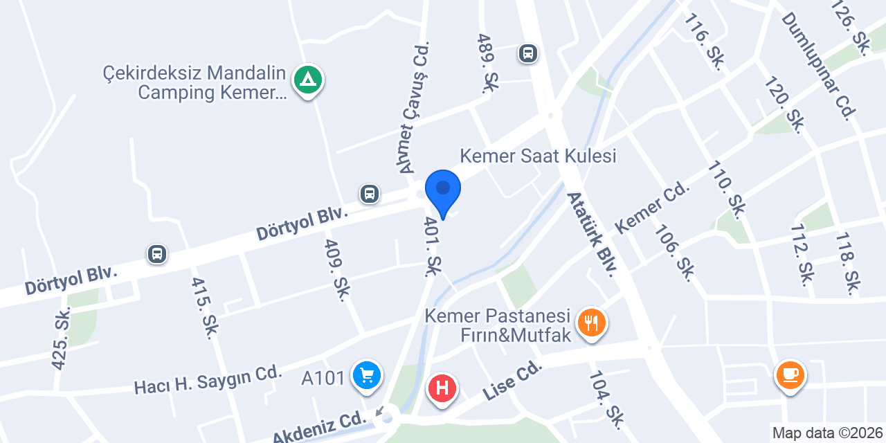 Kemer Uygulama Oteli konumu
