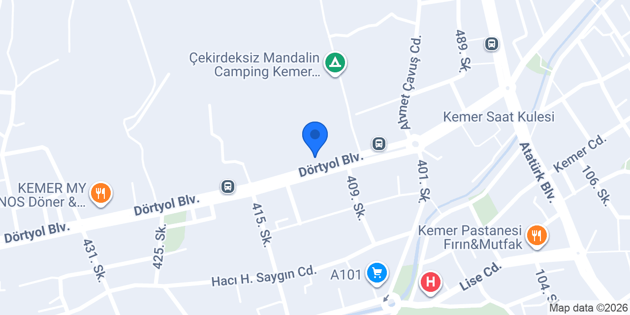 Kemer Veteriner Kliniği konumu