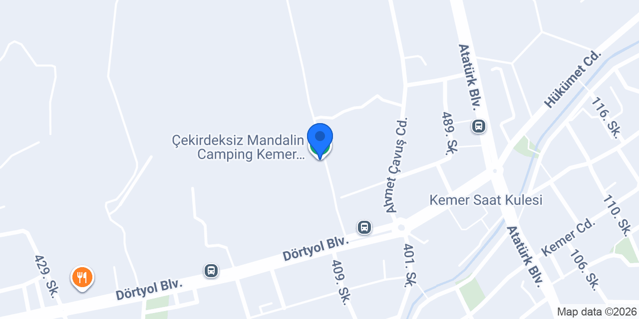 Çekirdeksiz Mandalin Camping Kemer Antalya Çadır Karavan Kamp Alanı konumu