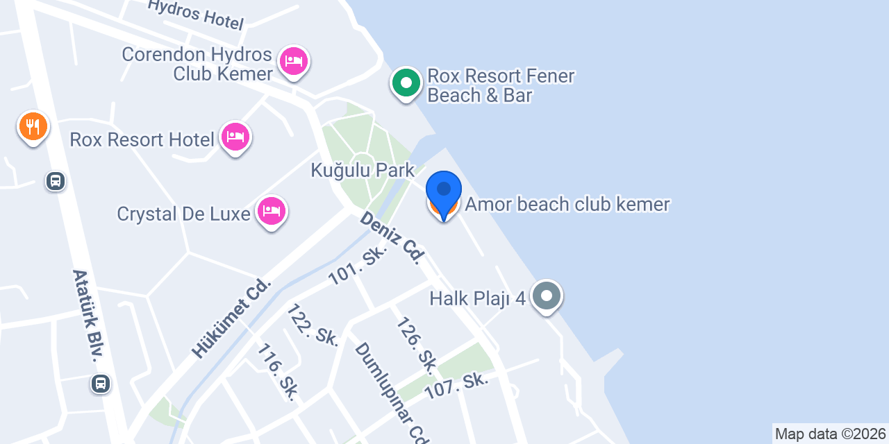 Amor beach club kemer konumu
